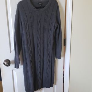 Grey Cable Knit Sweater Dress